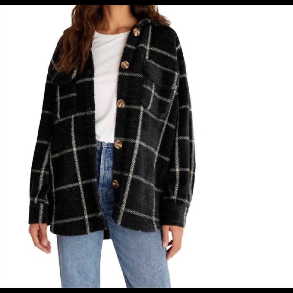 Z Supply Black and White Plaid Jacket